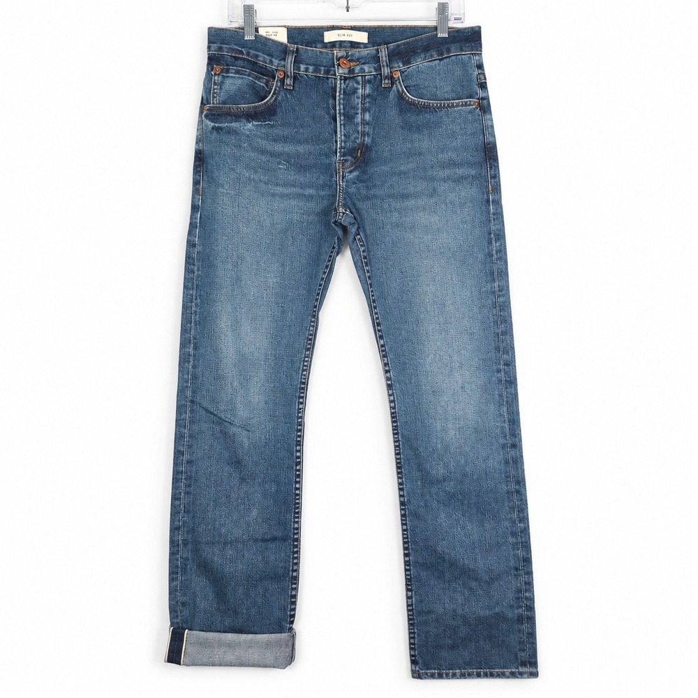 Billy Reid Slim Cut Jeans Mens 32x33 Blue Selvedge Denim MLS-ALA Button Fly USA